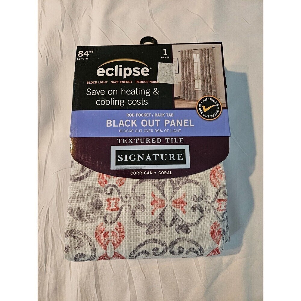 New! Eclipse Ames Thermalayer Blackout Window Curtain Panel 42”x‎ 84”